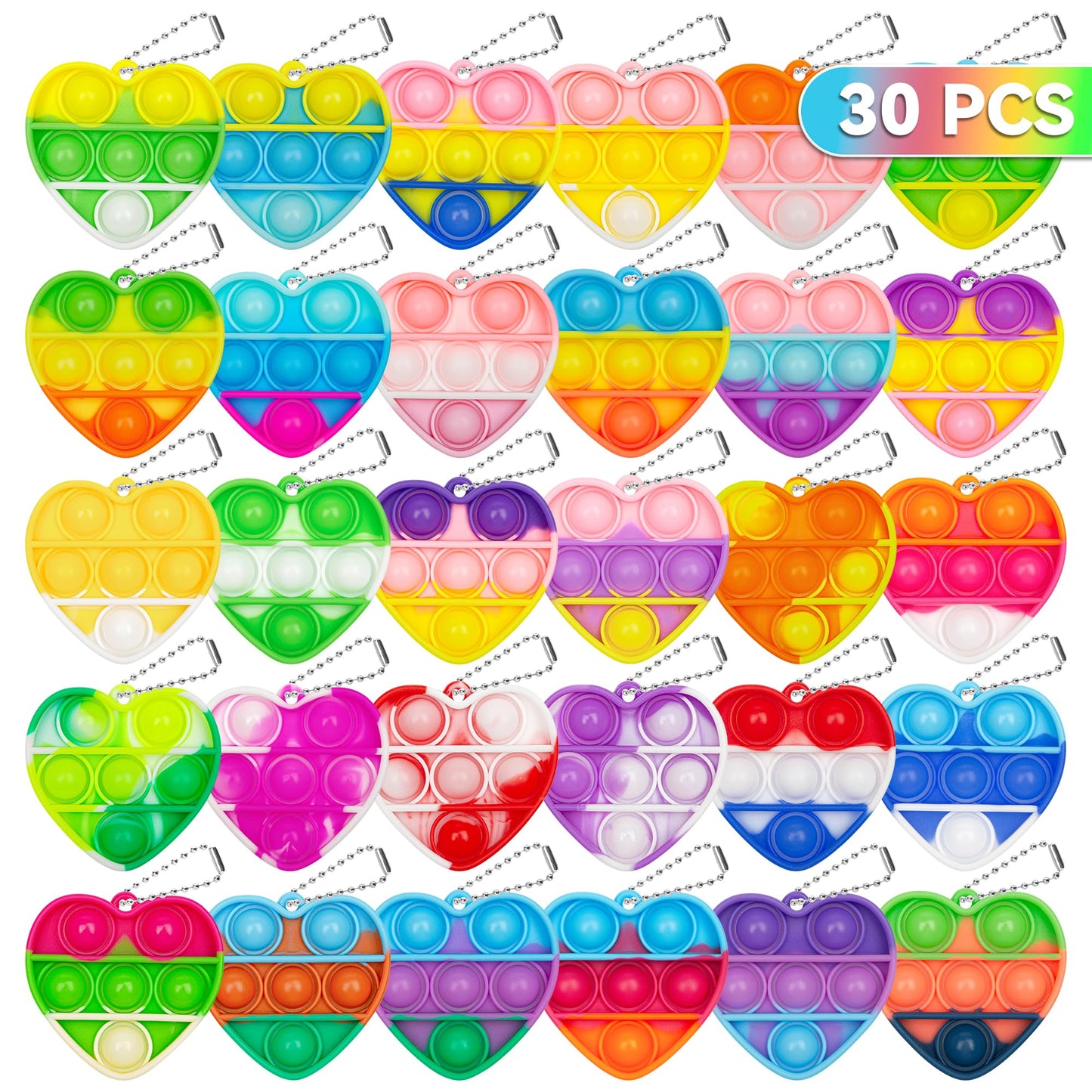 Pop Fidget Toys Bulk Its Valentines Day Gifts for Kids 30 Pack Valentines for Kids Classroom Valentines Day Party Favors Mini He