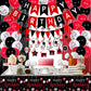 Red And Black Birthday Decorations For Men Women, 74Pcs Happy Birthday Party Decorations For Boys Girls With Happy Birthday Banner Tablecloth Foil Fringe Curtains Hanging Swirls Decor Black And Red Party Decorations Bday Party Supplies