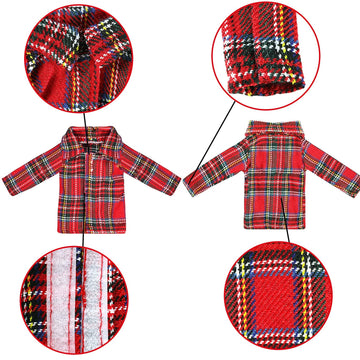3 Pcs Christmas Couture Clothing Set Elf Doll Accessories Clothes Set Including Long Sleeved Shirt, Elf Glasses, Red And White Striped Scarf