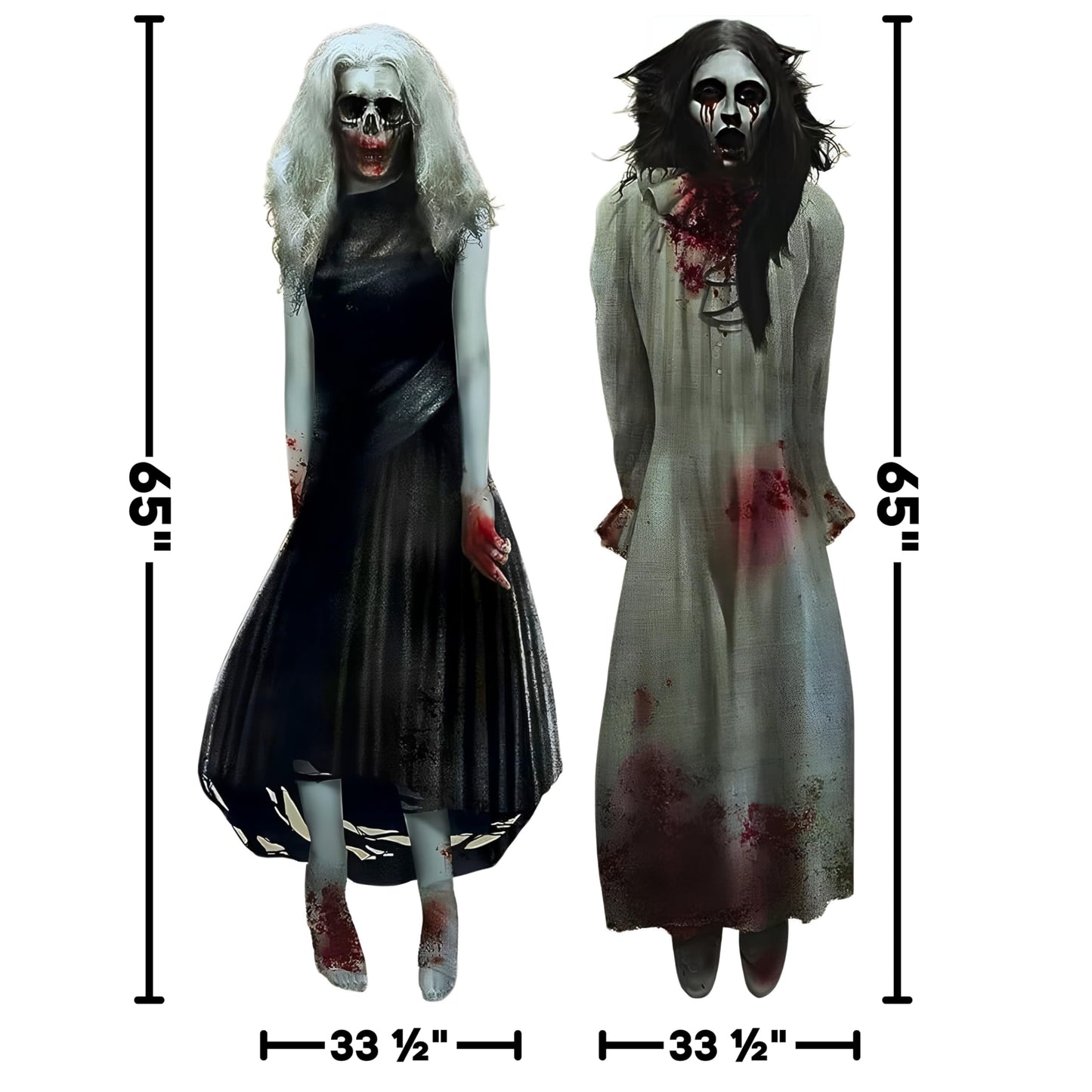 Haunting Ghost Girls Plastic Scene Setters Add-Ons - 65'' X 33.5'' (Pack Of 2) - Spooky Decorations For Eye-Catching Halloween C