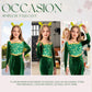 Ubaywey Girls Princess Costume Green Dress Gown Halloween Cosplay Costume Long Sleeve Dress(X-small 100)