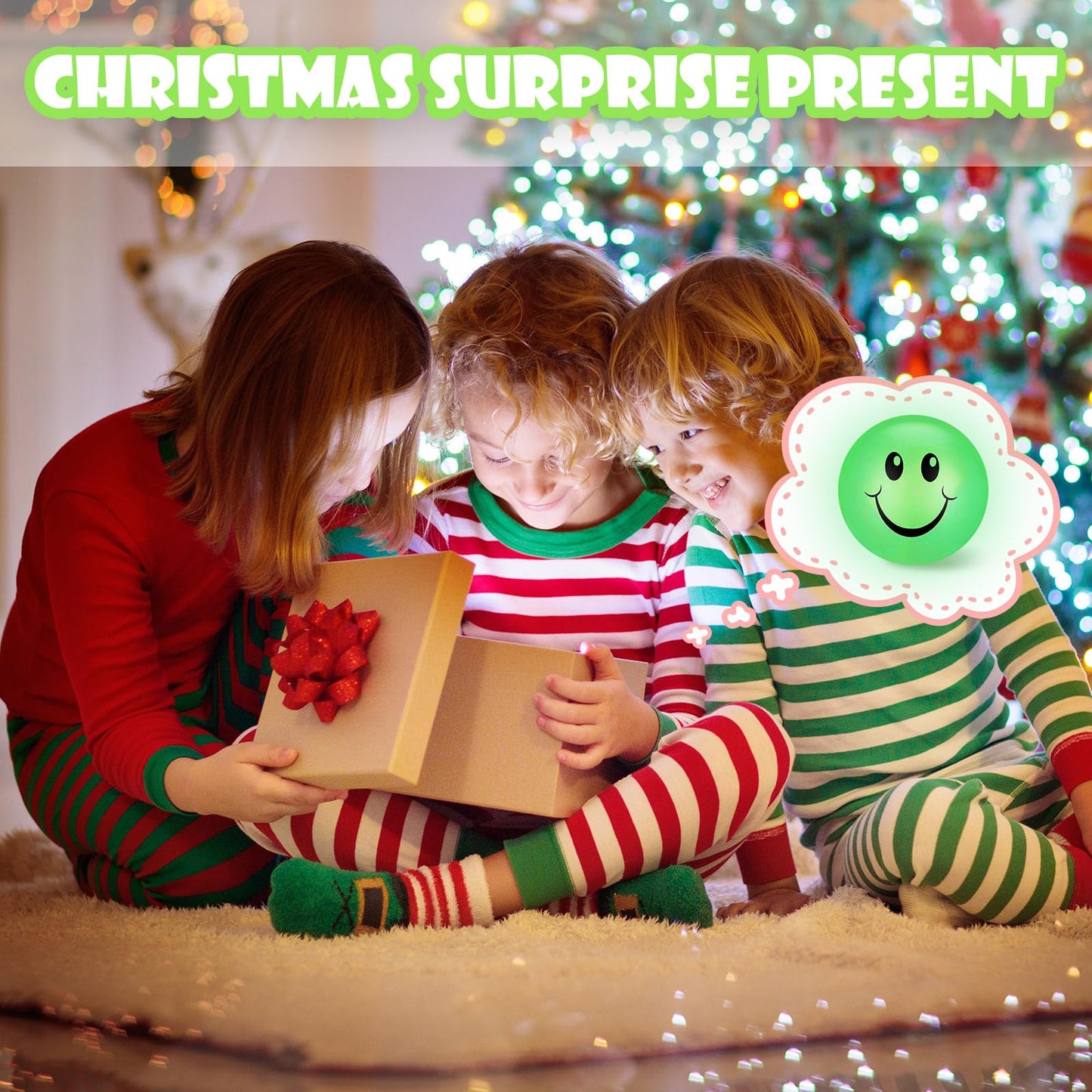 Kasyat 24 Pcs Glow in The Dark Smile Face Bouncing Balls, Mini High Bounce Bouncy Balls for Teens, Glowing Halloween Birthday Pa