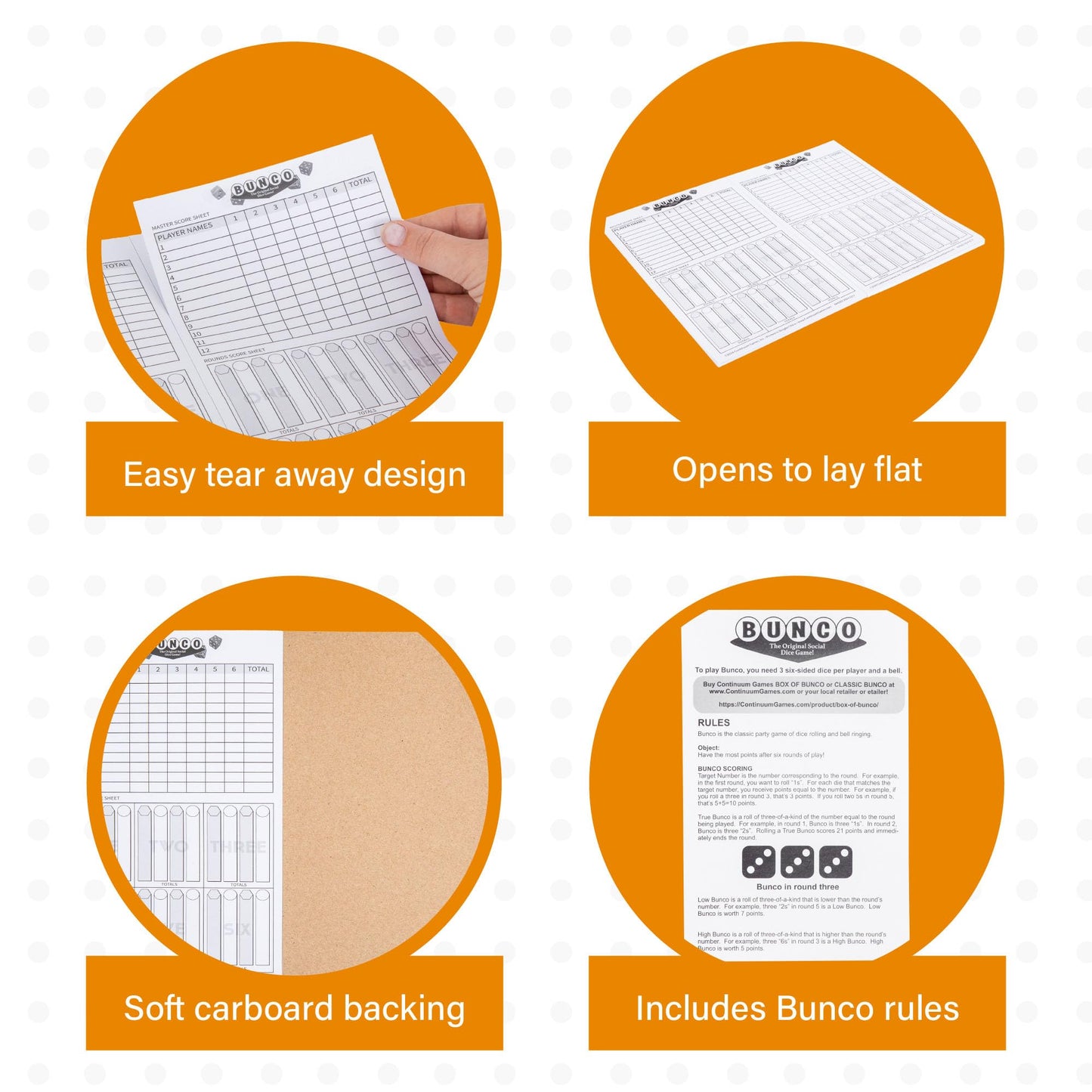 Continuum Games Bunco Score Sheets Refill, Double-Sided Sheets, Scores 6 Rounds For 12 Players Per Side, Essential For Scorekeeping Bunco Game Nights, Includes Bunco Rules, Bunco Party Supplies