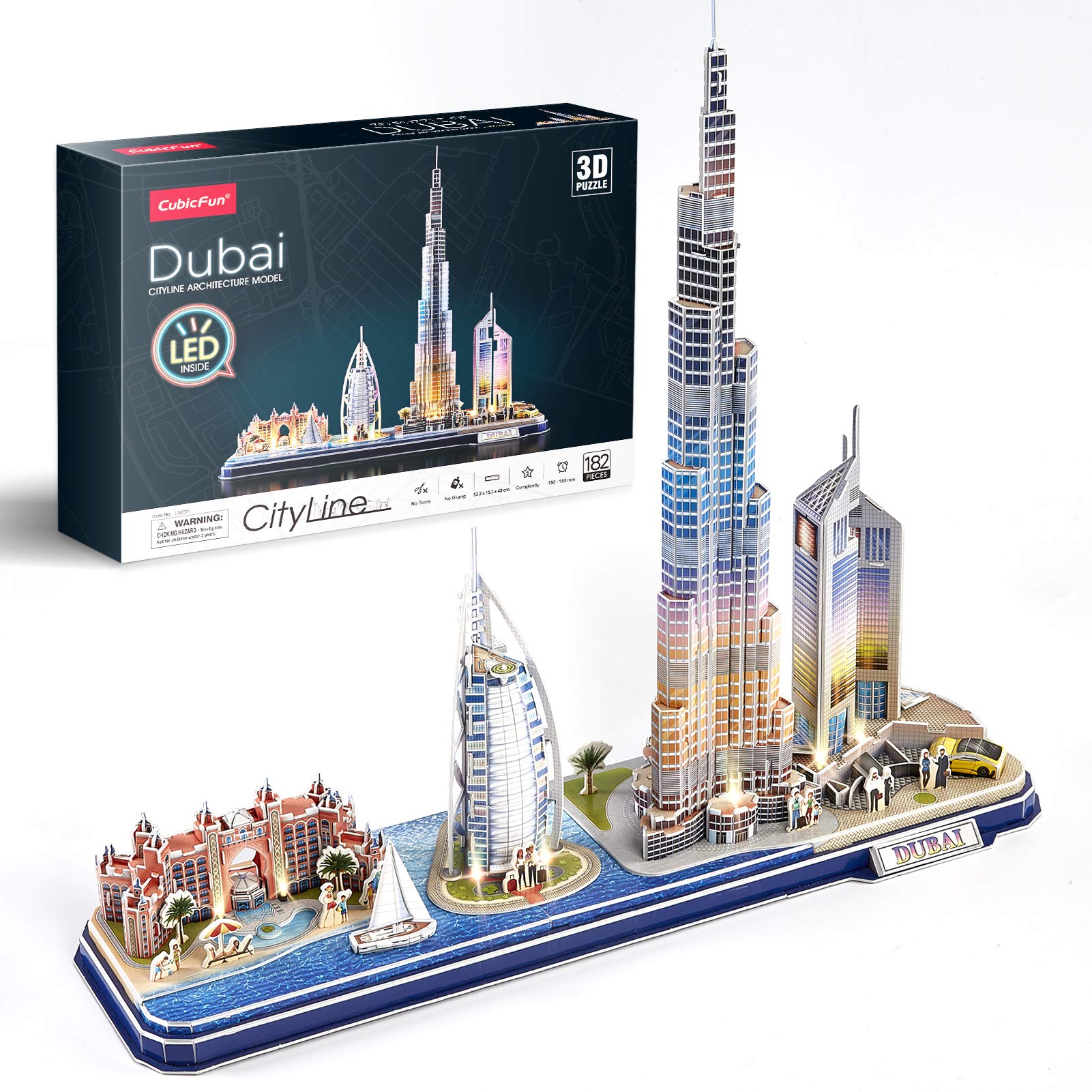 Cubicfun 3D Puzzles For Kids Ages 8-10 Led Dubai Cityline, Arts And Crafts For Kids Ages 8-12 Stem Projects For Kids Ages 8-12 Gifts For 8 Year Old Toys For 8 Year Old Girls Lighting Architecture