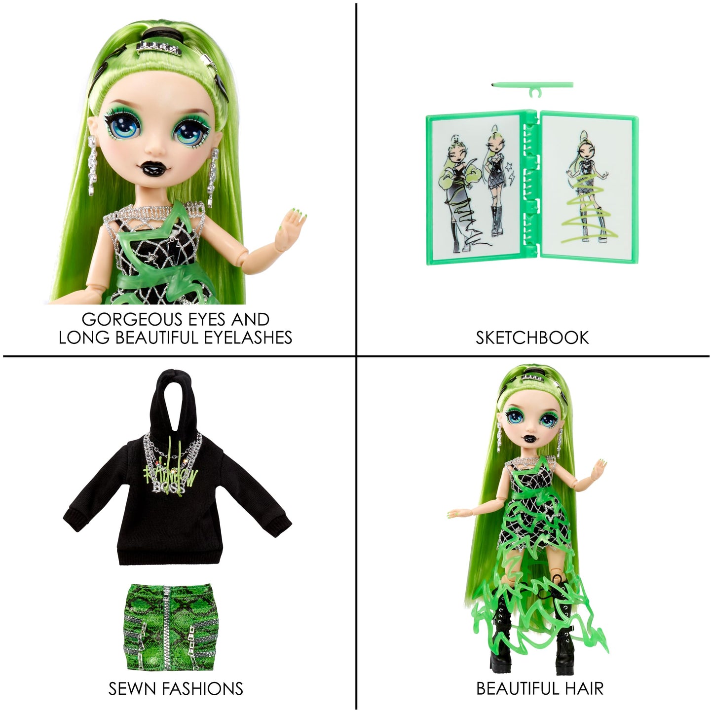 Rainbow High Fantastic Fashion Jade Hunter - Green 11” Fashion Doll And Playset With 2 Complete Doll Outfits, And Fashion Play Accessories, Great Gift For Kids 4-12 Years Old