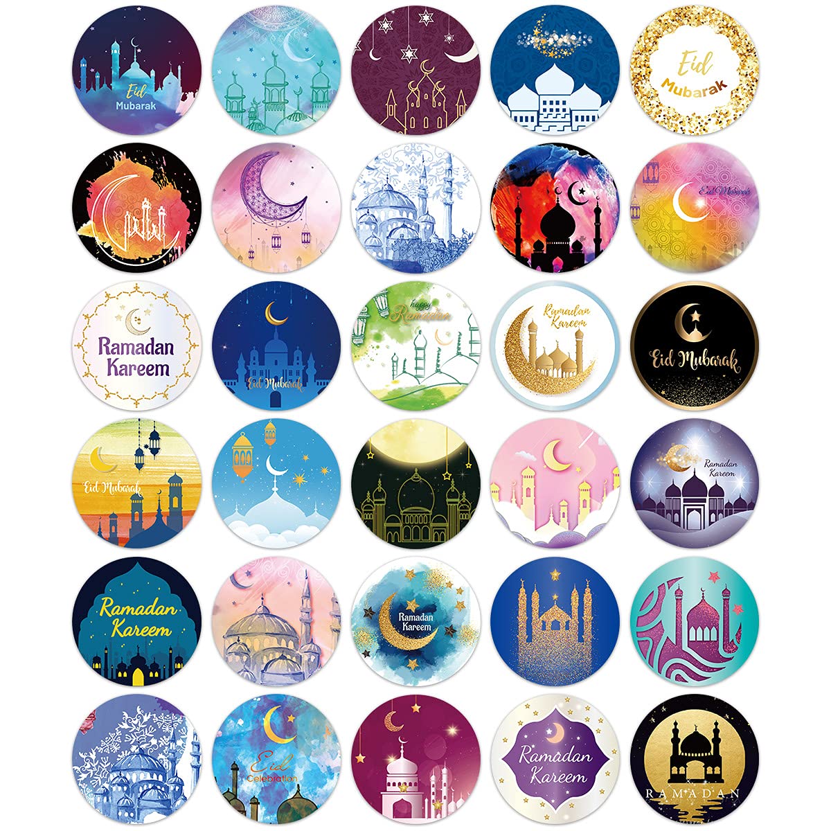 Eid Al-fitr Stickers 240 Pcs Ramadan Kareem and Eid Stickers Sheets Gift Tag Al-fitr Sticker for Kids