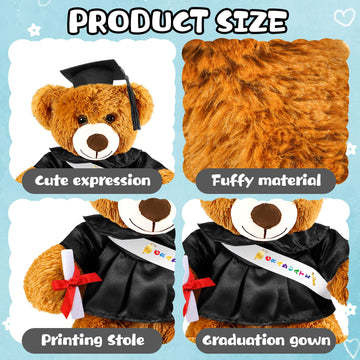 Foilswirl Graduation Bear 2025 with Gown Cap Tassel 9    Royal Blue Graduation Stuffed Animal Plush Bear Toy for Class of 2025 P