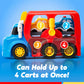 Vroomix Jova Toddler Truck Toys for Age 2-4, Carrier Transport Trucks for Kids 2 3 4 5 Year Old Boy, 4 Pack Car Toys Including S