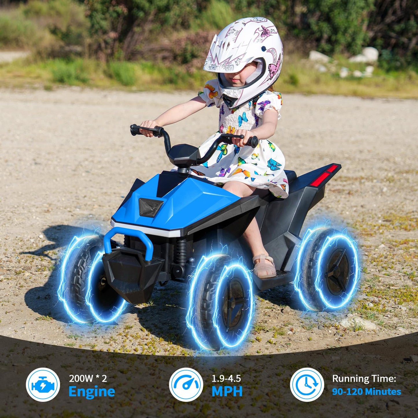 YunTopKids 24V Kids ATV, 2 Seater Ride on ATV for Big Kids 3-12, Electric Vehicle with 4 Spring Suspensions Power Wheel Ride On