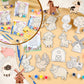 VioraWhite 24 Set Birthday Party Favor Craft Include 24 Pcs DIY Wooden Painting Art Kit 24 Pcs Bubble Wand 24 Gift Card Wood Col