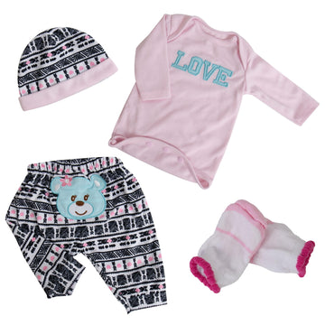 Ekokiz Reborn Baby Dolls Clothes Girl Pink Doll Clothes Baby Clothes 17-22 Inches Baby Doll Clothes And Accessories For Newborn