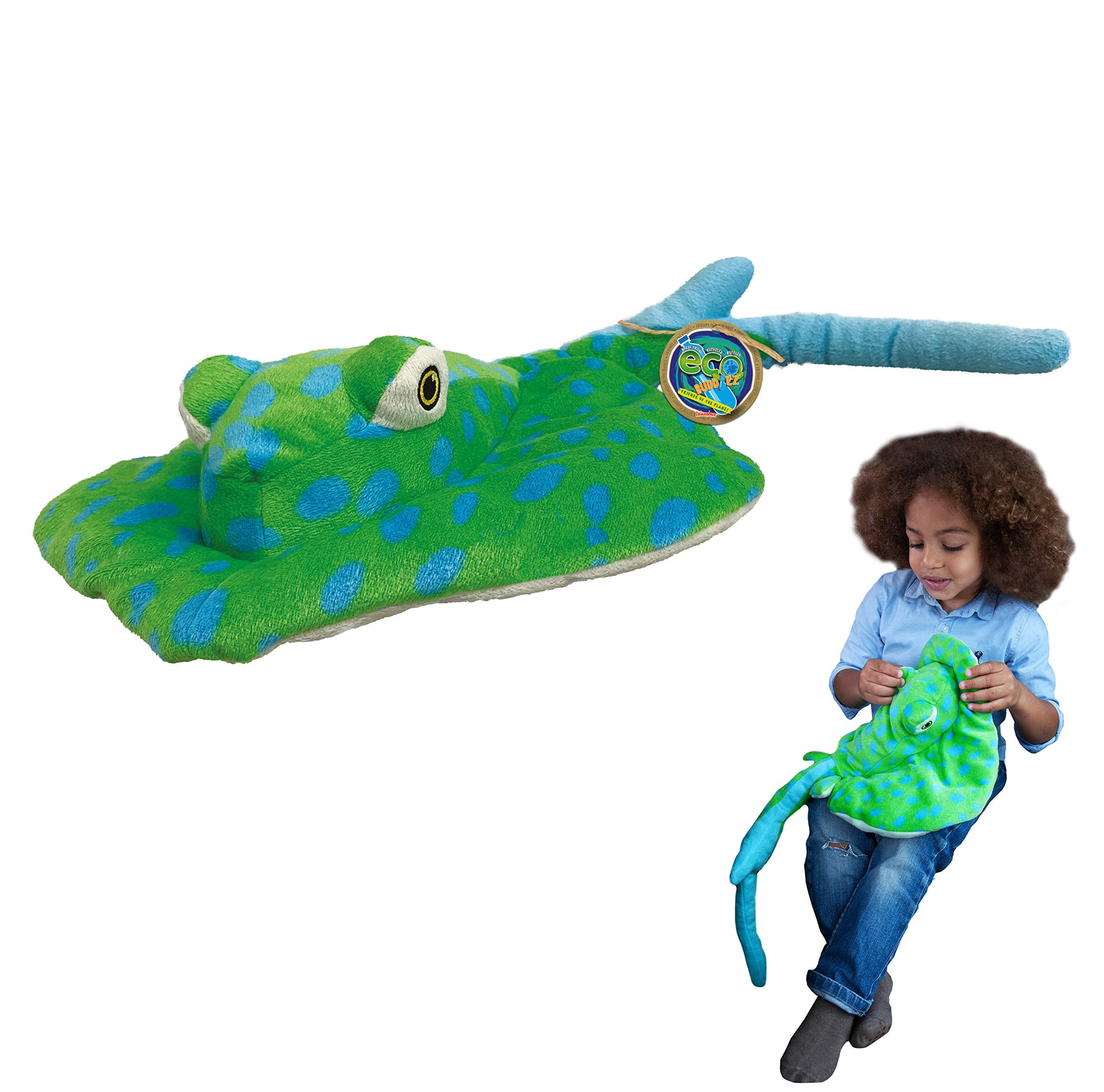 Ecobuddiez - Spotted Ray From Deluxebase. 12 Inch Spotted Ray Plush Toy. Eco Friendly Child Safe Stingray Stuffed Animal Made From Recycled Plastic Bottles.