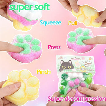 5 Pcs Taba Paw Squishy For Kids Adults, Big Furry Cat Paw Squishy Toys For Stress Relief, Super Soft Squeeze Fidget Toys