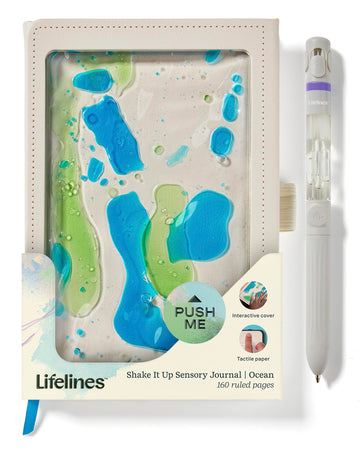Lifelines Sensory Journal & Pen Diffuser Set, Shake It Up (Ocean) - Fidget Ruled Notebook Journal With Interactive Tactile Cover