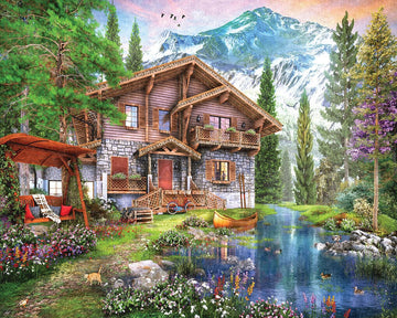 White Mountain Chalet 1000 Piece Jigsaw Puzzle Scenic Landscape Spring Puzzles For Adults And Family