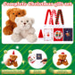 Foilswirl 24 Sets Christmas Mini Plush Bear 4 Inch Stuffed Animal Bulk Small Soft Bear Toys With Santa Hat Scarf Cards Gift Bags