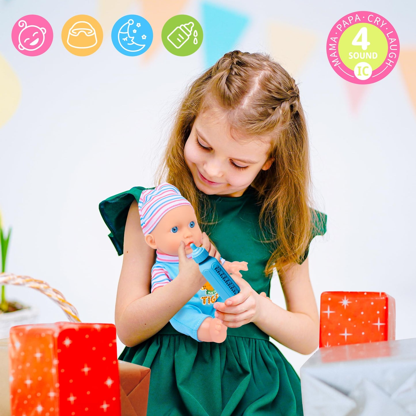 Proou Baby Doll Care Toys, 30Pcs Baby Doll Bath Set & Doctor Kit, Pretend Play Baby Doll Set, Incl Bathtub, Bathrobe, Ecg, Thermometer, Toddlers Toys Gifts For Age 3 4 5 6 Year Old Girls