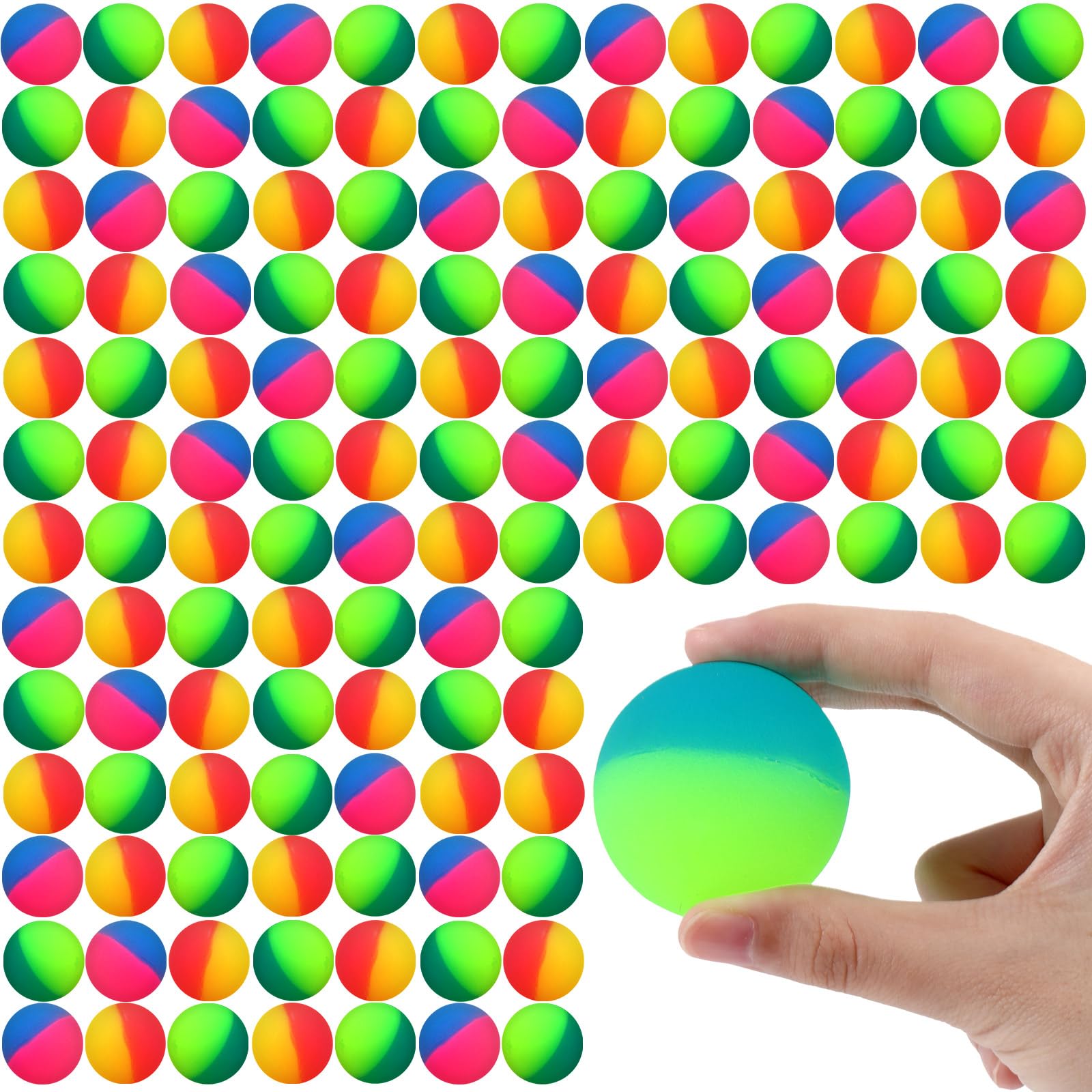 Jenaai 300 Pcs Bouncy Balls for Kids, 45 mm/1.77 inch Colorful Large Rubber Balls Bulk for Birthday Party Favors Classroom Carni