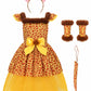 Relibeauty Giraffe Costume Kids Jungle Party Animal Costume Girls Halloween Animal Fancy Dress With Tail,5/120