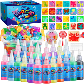 Kidisego Aqua Fairy Water Gel Kit for Kids, Magic Water Elf Toy Kit with 20 Colors Magic Gel, Aqua Fairy kit with 24 Shape Molds