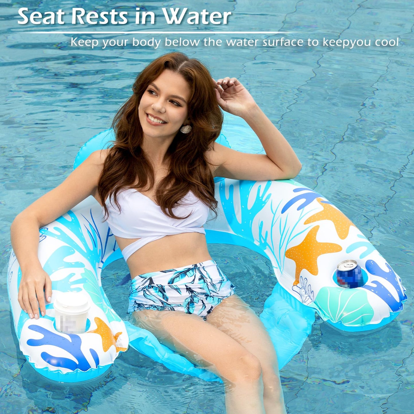 Jasonwell Inflatable Pool Float Chair - 2Pack Floating Pool Chair Lounge Floats for Swimming Pool Water Chair Pool Lounger with