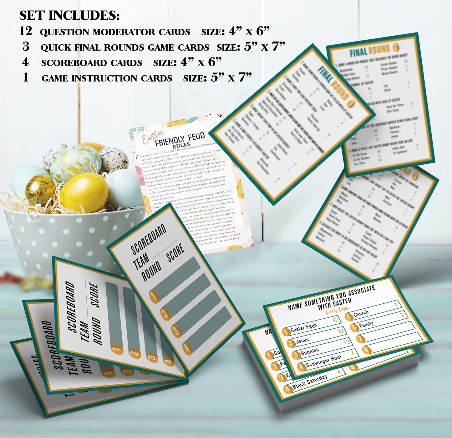 Easter Family Feud Quiz Game, Easter Party Decorations, Easter Party Games, Easter Friendly Feud Quiz, Easter Party Favor, Famil