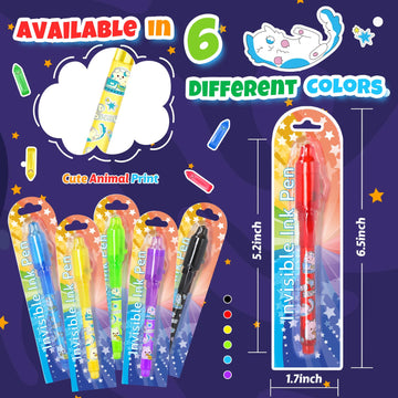 Giftinbox Invisible Ink Pen With Uv Light For Kids, Valentines Day Gifts For Kids Classroom, 12Pcs Spy Pen Party Favors For Kids 4-8 8-12, Kids Valentines Day Gifts For School Class Goody Bag Stuffers