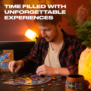 Unidragon Wooden Puzzles For Adults Unique Jigsaw Puzzles - Iridescent Chameleon 12.2''X16.1'' 314 Pcs Deko With Cut 0.03 Mm Woo