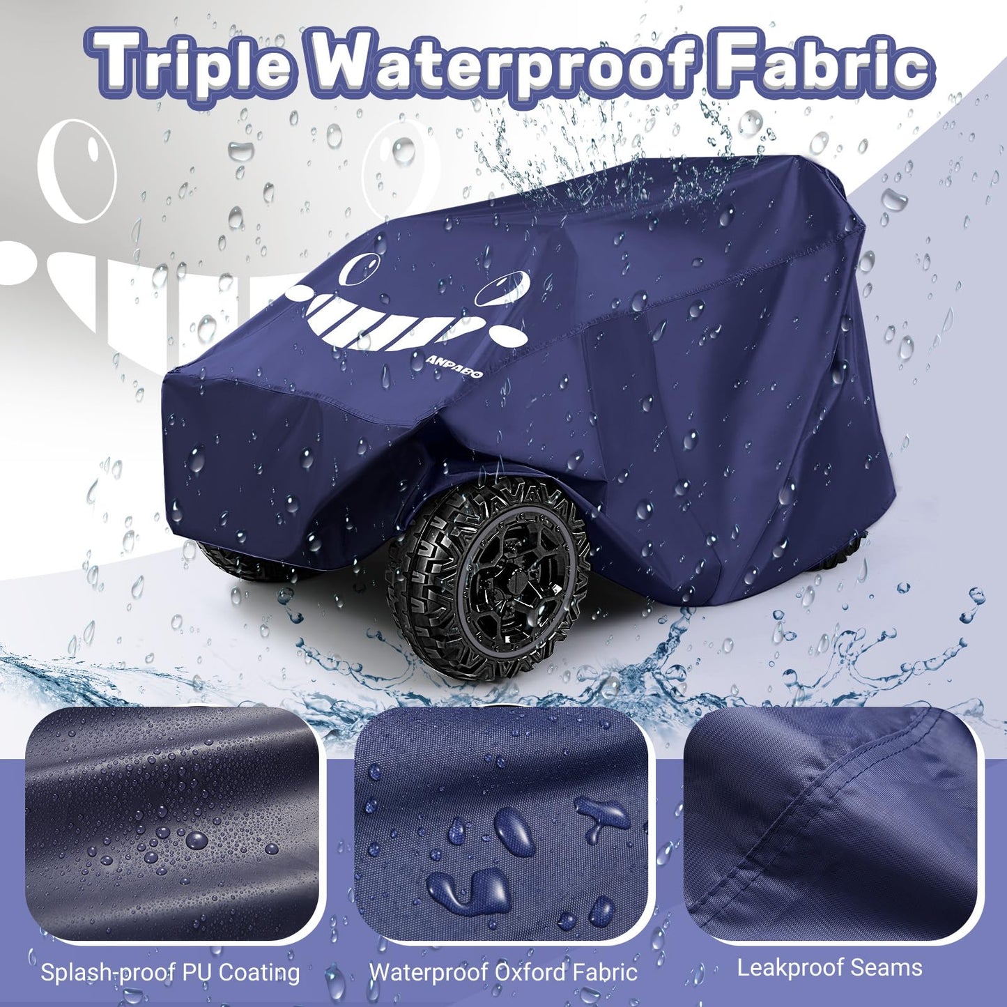 ANPABO Kids Ride On Toy Car Cover with Pattern, Universal Fit, All Weather Waterproof Snowproof Windproof UV Protection, 2X Heav