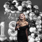 18Th Birthday Decorations Black Silver,18Th Birthday Balloon Garland Party Decorations With Number 18 Foil Balloons,Happy Birthd