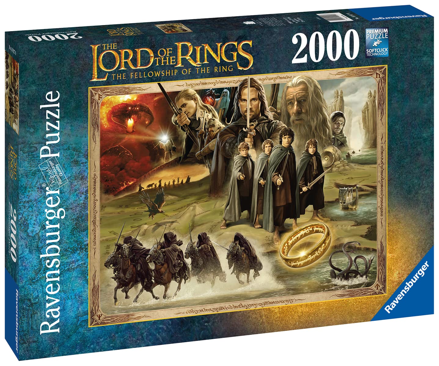 Ravensburger Lord of The Rings: The Fellowship of The Ring 2000 Piece Jigsaw Puzzle for mature-themeds | Vibrant Imagery | Unique Softclick Technology | Sustainably Sourced Materials | 16927