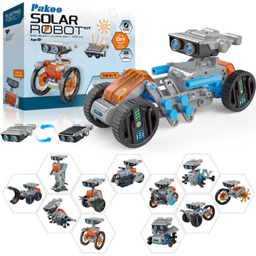 12 In 1 Solar Robot Kit, Diy Solar Power Building Kit With Solar Panel And Battery Power, Education Science Experiment Birthday Idea Gifts Toy For Kids 8 9 10 11 12 Years Old-Grey