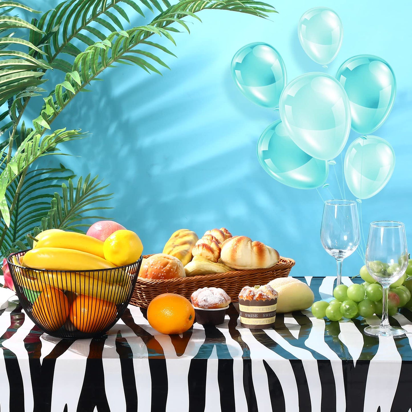 Animal Safari Tablecloth Jungle Animal Theme Tablecover Tiger Zebra Giraffe Print Table Cover Tropical Leaf Tablecloth Party Supplies For Jungle Safari Birthday Baby Showers (Leopard Style, 4 Pcs)