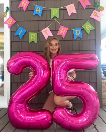 Hot Pink 5 Balloon, Number Balloons 40 Inch, 5Th Birthday Balloon Decorations, Hot Pink Party Supplies, 5 Number Balloons, Numbe