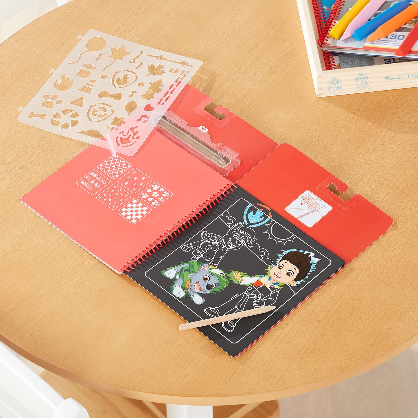 Melissa & Doug PAW Patrol Scratch Art Pad - Marshall Colour Reveal Travel Activity Pad