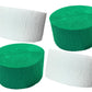 Green and White Crepe Paper Streamers (2 Rolls Each Color) MADE IN USA!