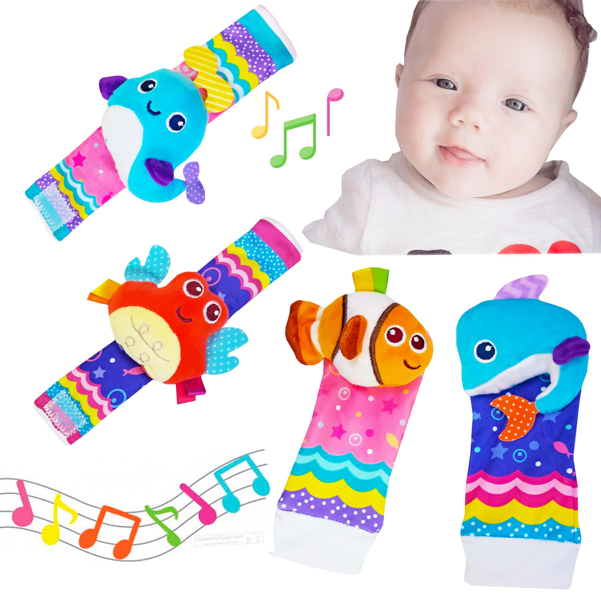 Timatim Newborn Toys For Baby Boy Baby Girl Sensory And Brain Development Infant ToysHand & Foot Finder Rattle Socks For 03, 3