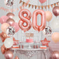80Th Birthday Decorations Retro Pink Rose Gold,80Th Birthday Balloons,Happy 80Th Birthday Banner With Cake Toppers Rose Gold Num