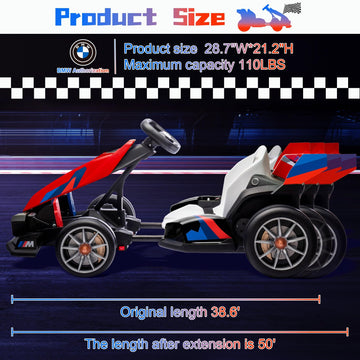 24V 9Ah Electric Go Kart With Adjustable Seat, 7.5 Mph Drift Kart For Kids Age 6-12, 2 * 200W Motors, Drift Mode And 2 Speed, Li