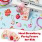Haooryx 110PCS Strawberry Theme Party Favors Fruit Mochi Toys Berry Sweet Rubber Bracelet Acrylic Strawberry Scrapbook Stickers
