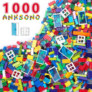 Anksono Building Bricks 1000 Pieces Bulk Toys Kids Building Blocks Compatible With All Major Brands- Accessories With Wheels Tir