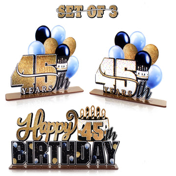 Lingteer Happy 45Th Birthday Gold Acrylic Table Topper Centerpieces Set - Cheers To 45 Years Old Birthday 45Th Bday Party Gift Decorations.