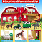 Farm Animals Toys For 1 2 3 Year Old Toddlers Girls Boys, Big Red Barn Farm Playset With Figures Animals And Tractor Toys For Ki