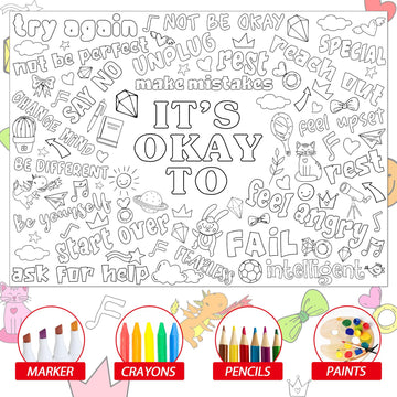 Positive Affirmations Coloring Poster For Kids Giant Huge Inspirational Coloring Tablecloth Large Positive Coloring Books Jumbo