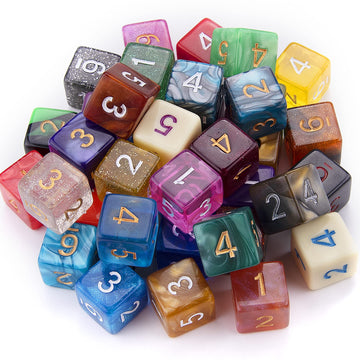 AUSTOR 42 Pieces Polyhedral Dice 6 Sided Game Dice Set Mixed Color Dices Assortment with a Black Velvet Storage Bag for DND RPG