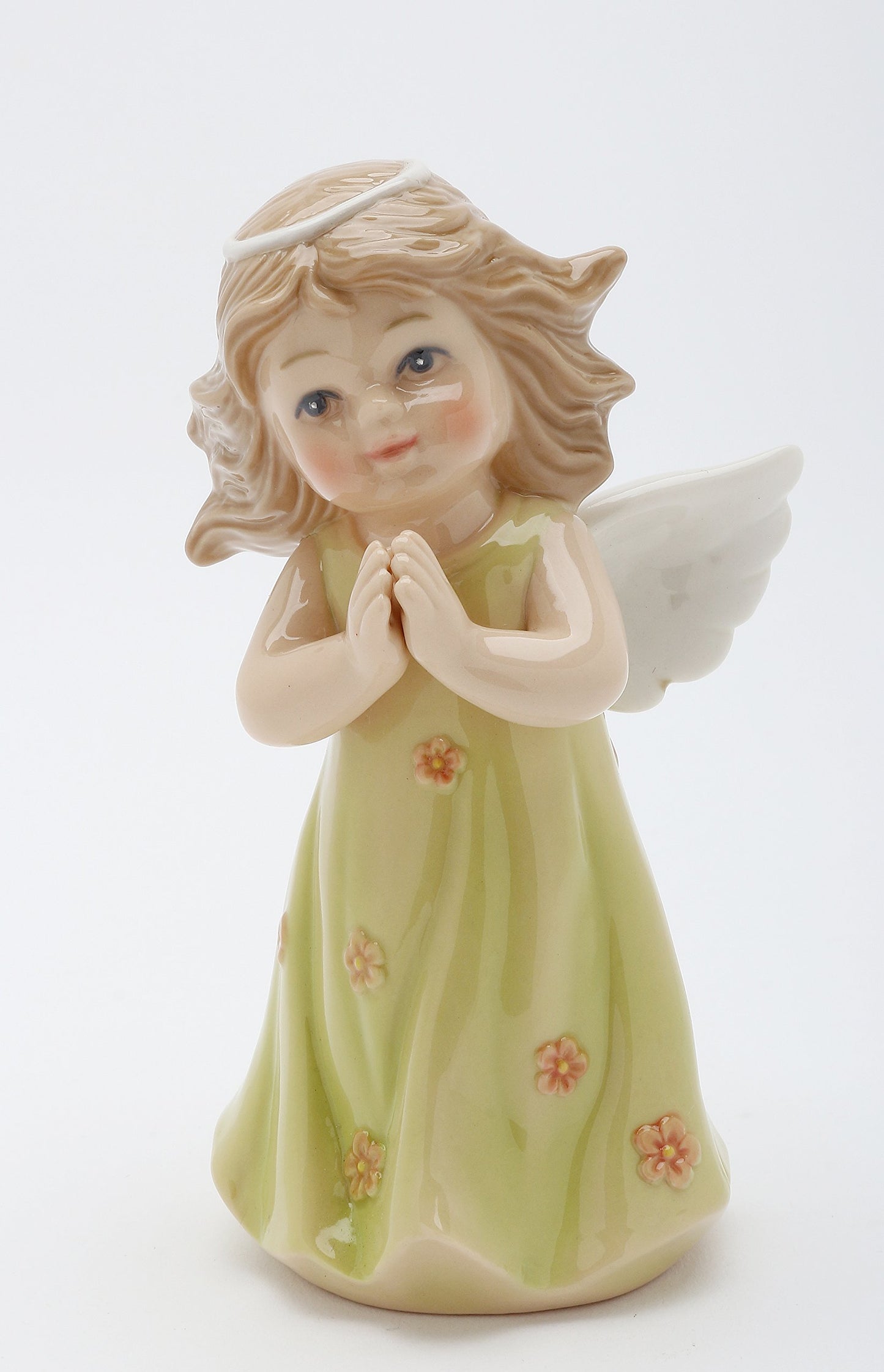 Cosmos Gifts 20943 Angel Girl With Green Dress Porcelain Figurine 3'' H