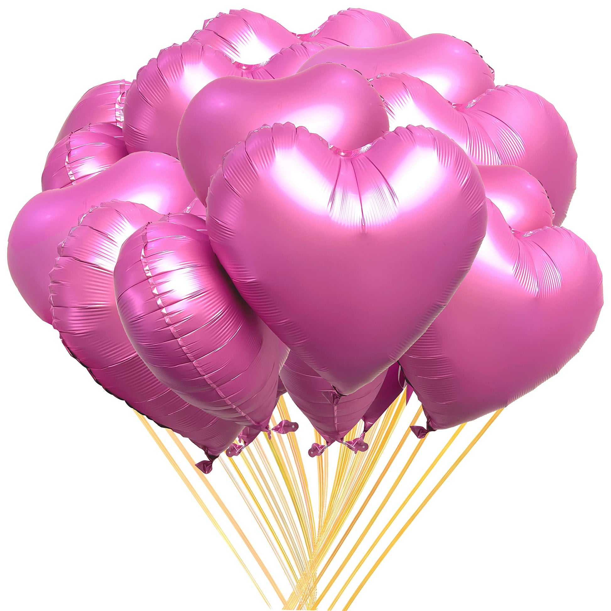 Jonhamwelbor 20Pcs 18 inch Metallic Pink Foil Mylar Heart Shape Balloons Decorations Valentines Birthday Wedding Baby Shower Par