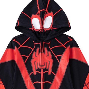 Marvel Miles Morales Spider-Man Boys Cosplay Hooded Coverall for Toddlers and Big Kids
