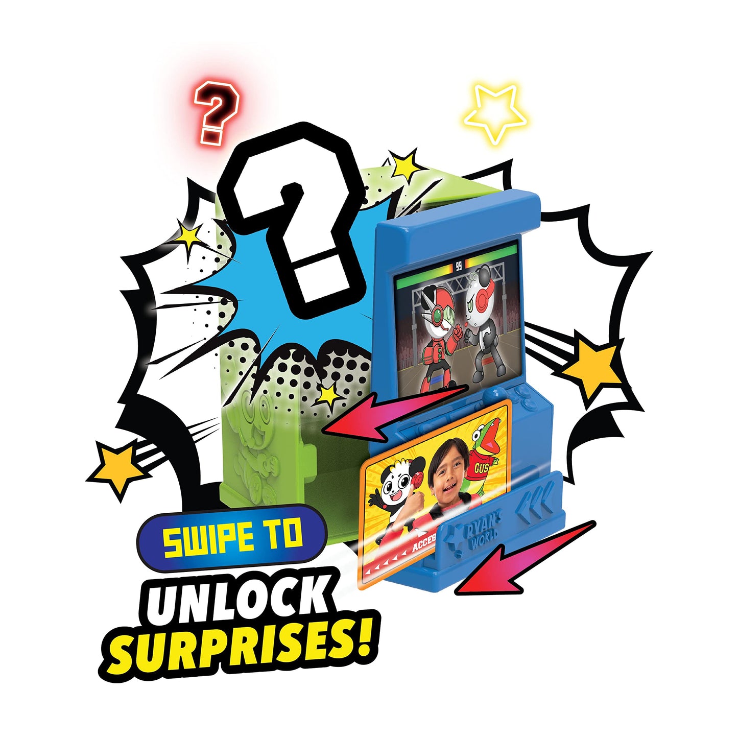 Ryan's World Surprise Arcades  11-pieces  4 Arcade Game-Containers  Glow-in-the-Dark Figure  Kids Toys for Ages 3 Up by Just Play