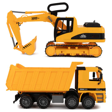 Toy To Enjoy Construction Toy Set - Excavator & Dump Truck, Moveable Claw, Yellow, Model 796752031743